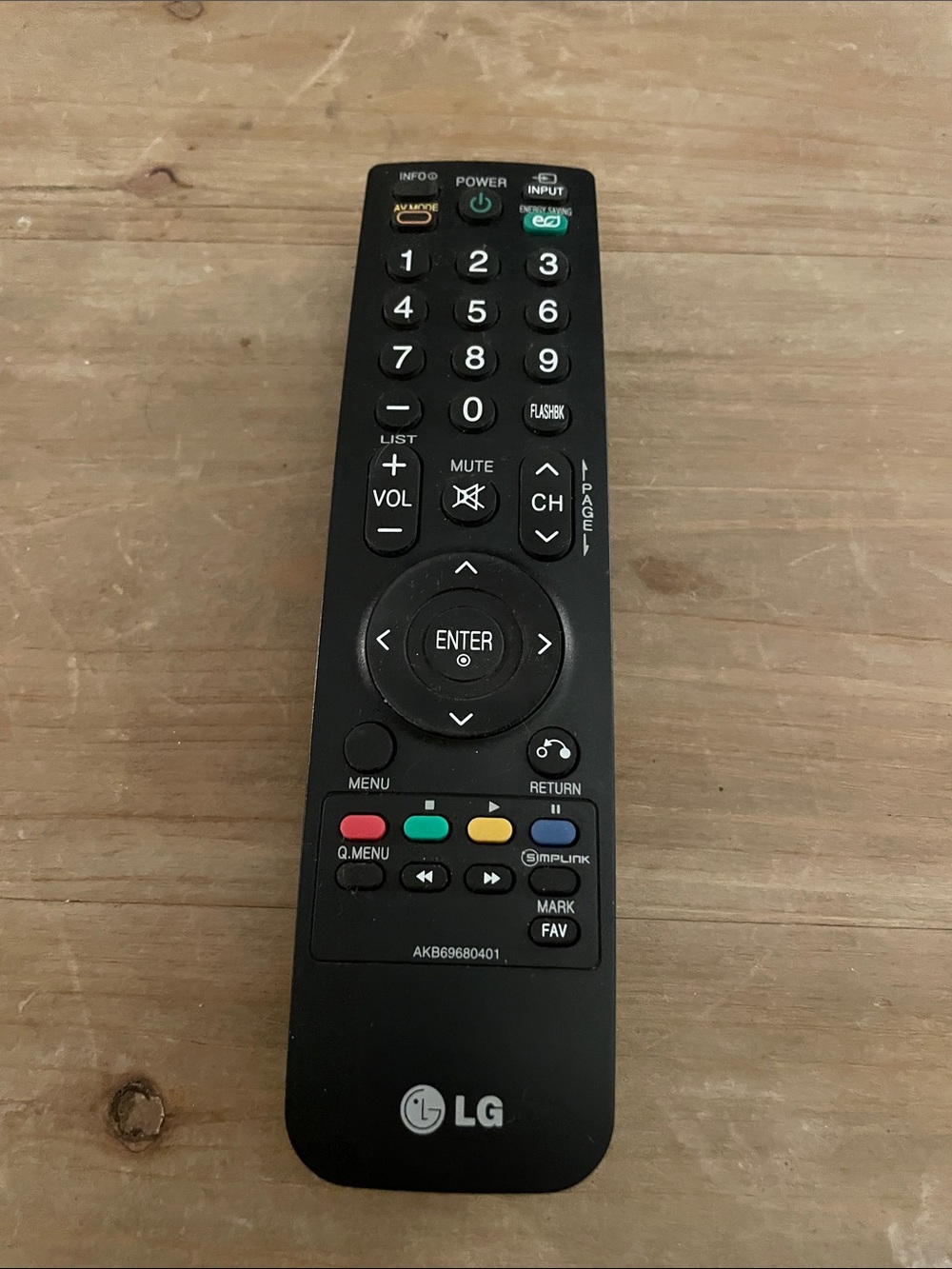 LG Black Remote with Color Function Buttons